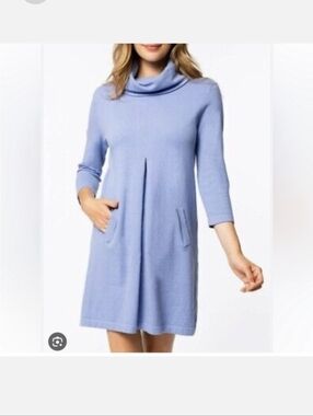 Tyler Boe Sky Blue Kim Faux Suede Cowl Neck Dress S.L NWT